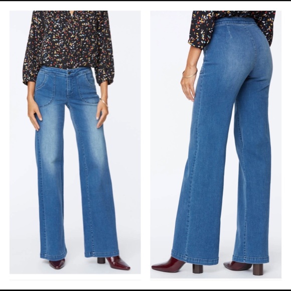 NEW NYDJ Teresa Wide Leg Jeans With Utility Pockets in Admiration SZ 18